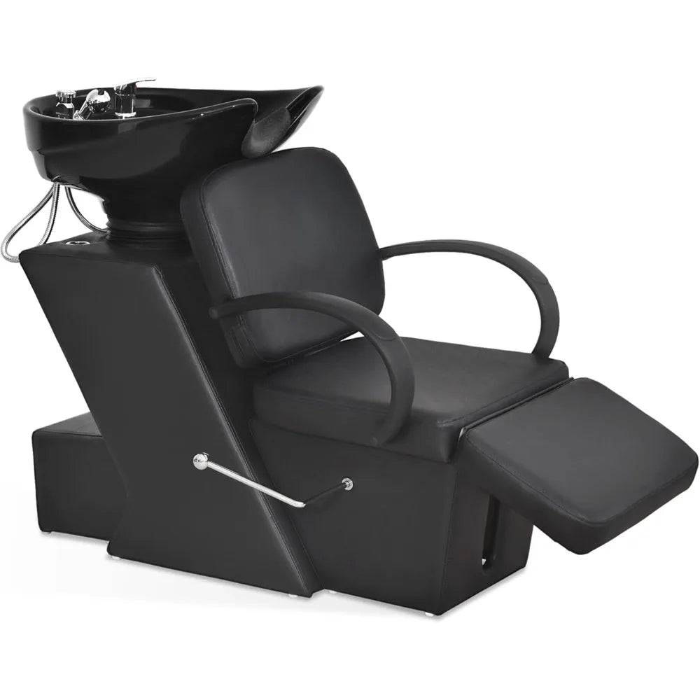 Shampoo Chairs,Adjustable Backwash Sink Barber Chair for Salon Beauty Spa, Ceramic Bowl Shampoo Chair