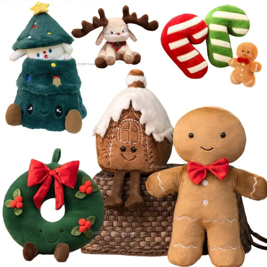 Christmas Ginger Bread Plushie Plush Pillow Stuffed Chocolate Cookie Cabin House Decor Cushion Funny XMas Tree Parsty Decor Doll