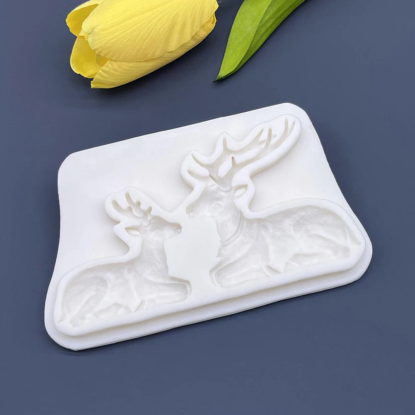 Reindeer Christmas Silicone Sugarcraft Mold Resin Tools Cupcake Baking Mould Fondant Cake Decorating Tools