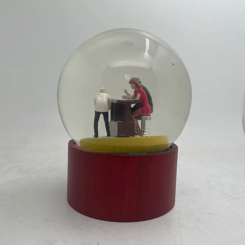 OEM Custom New Year Christmas Glass Water Globe Snow Glitter 3D Resin Building Snow globe