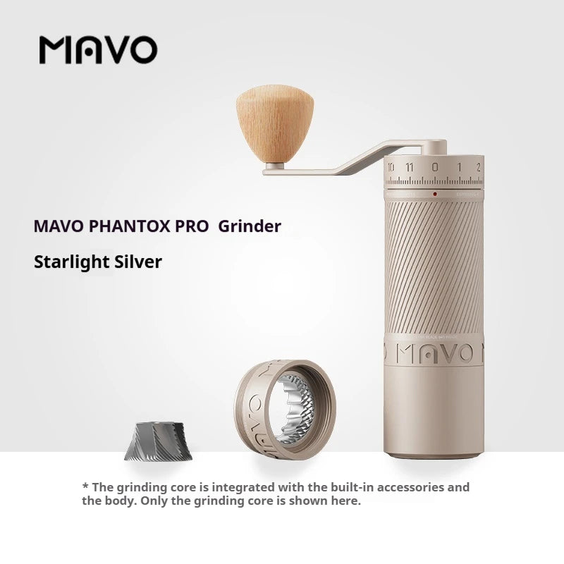 MAVO PHANTOX PRO Manual Coffee Grinder 45mm burr / 3 bearings fix the central shaft/ 120 clicks / Hand-crank Coffee Bean Grinder