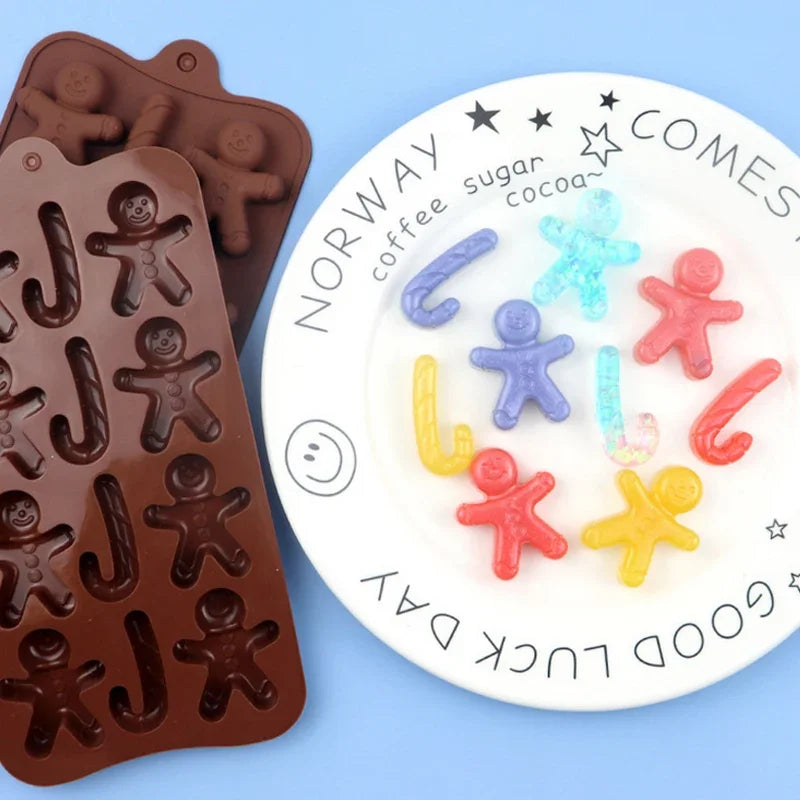 Christmas Gingerbread Man Candy Silicone Mold Cookie Chocolate Baking Cake Mould Cookie Gingerbread Man Baking Trays