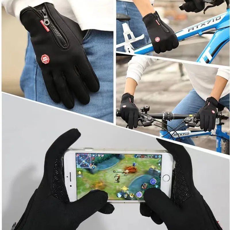 Screen Motorbike Racing Riding Gloves Winter Motorcycle Gloves Winter Thermal Fleece Lined Waterproof Heated Guantes