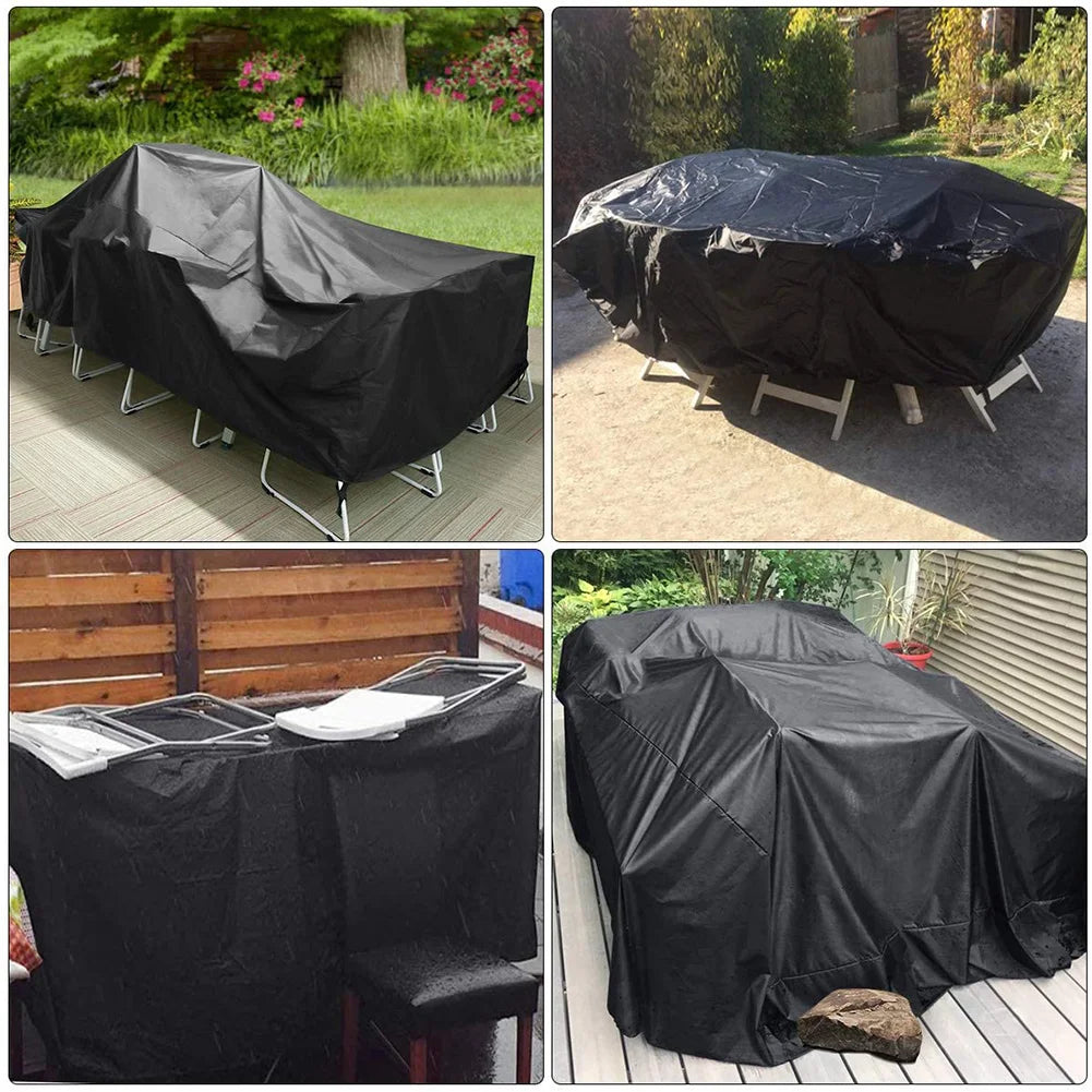 Patio Outdoor Furniture Covers Waterproof Rain Snow Dust WindProof Anti-UV Oxford Fabric Garden Sofa Chair Table Cover Black