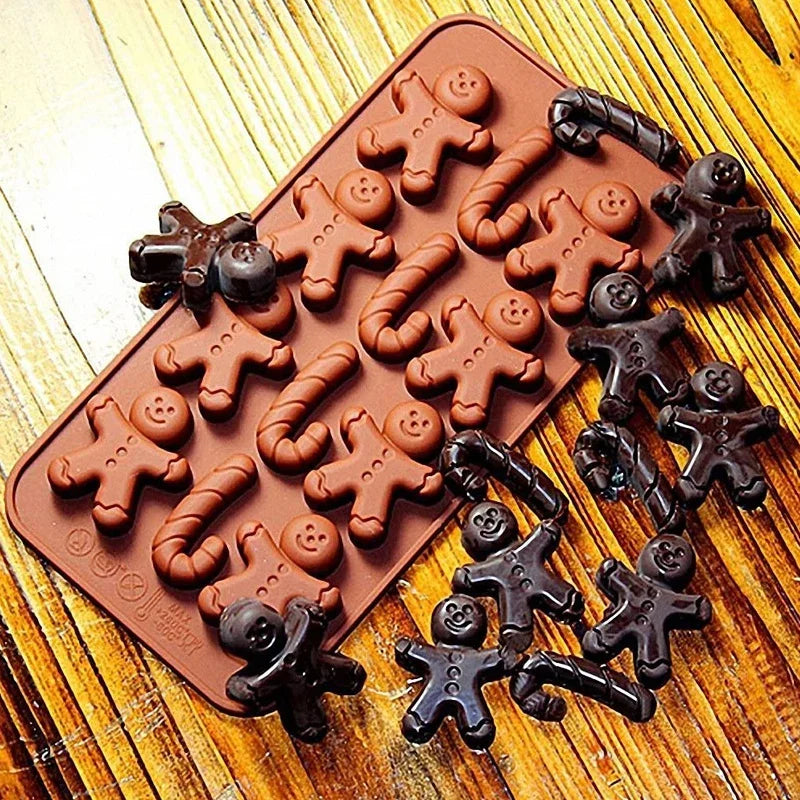 Christmas Gingerbread Man Candy Silicone Mold Cookie Chocolate Baking Cake Mould Cookie Gingerbread Man Baking Trays