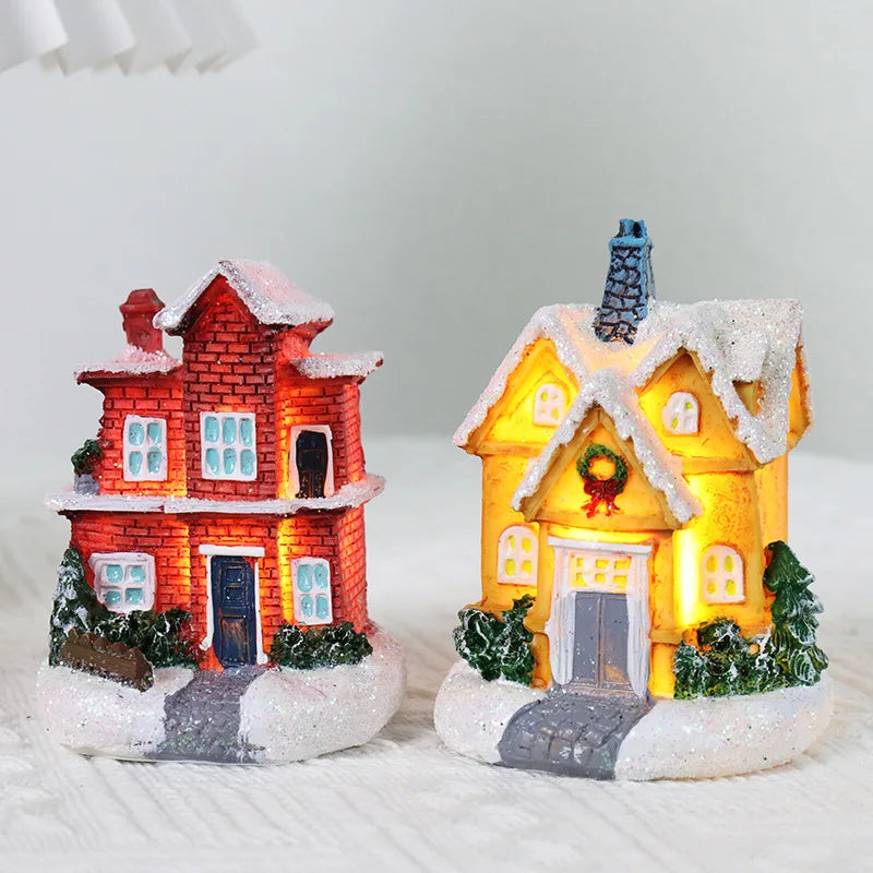 Christmas Light House Christmas village For Home Xmas Gifts Christmas Ornaments New Year 2023 Navidad Noel