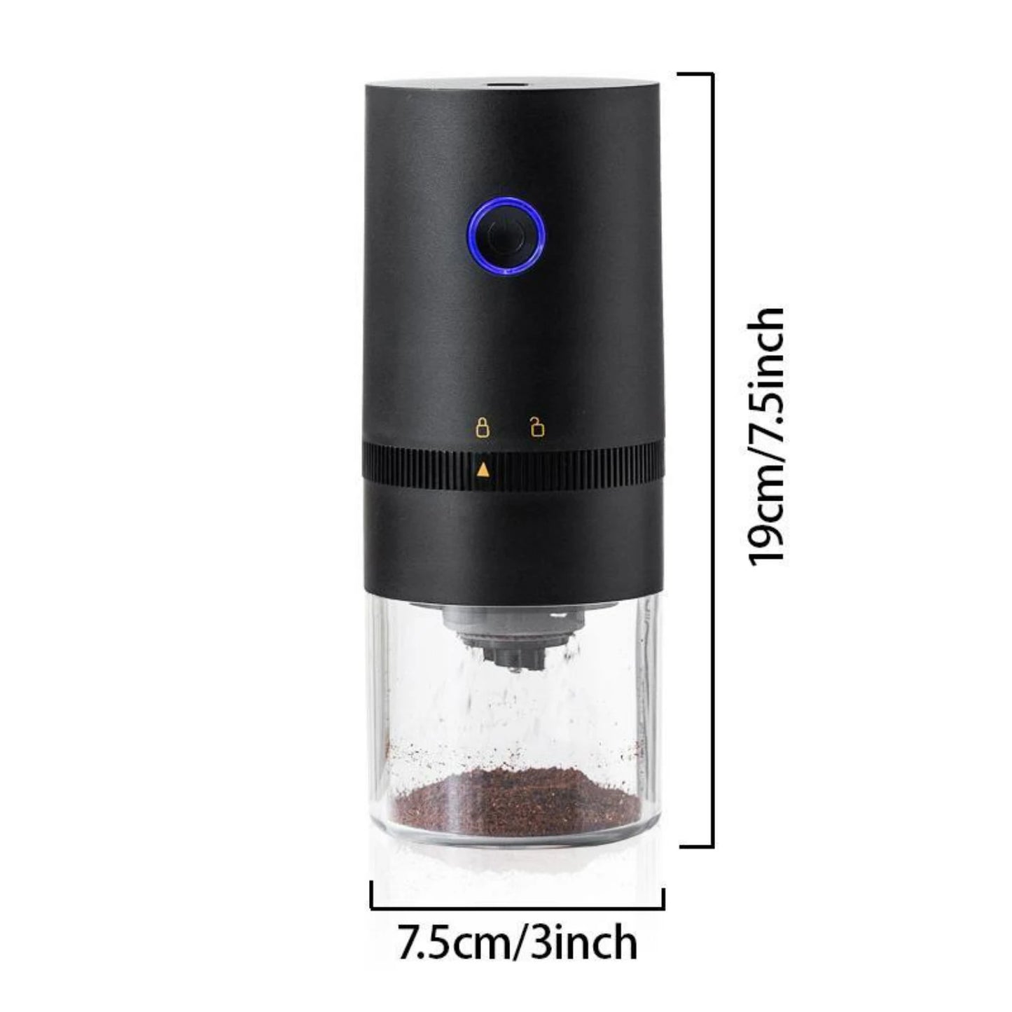 Small, Compact and Convenient USB Rechargeable Portable Automatic Coffee Grinder with Cleaning Brush - Ideal Bean Grinder for Tr