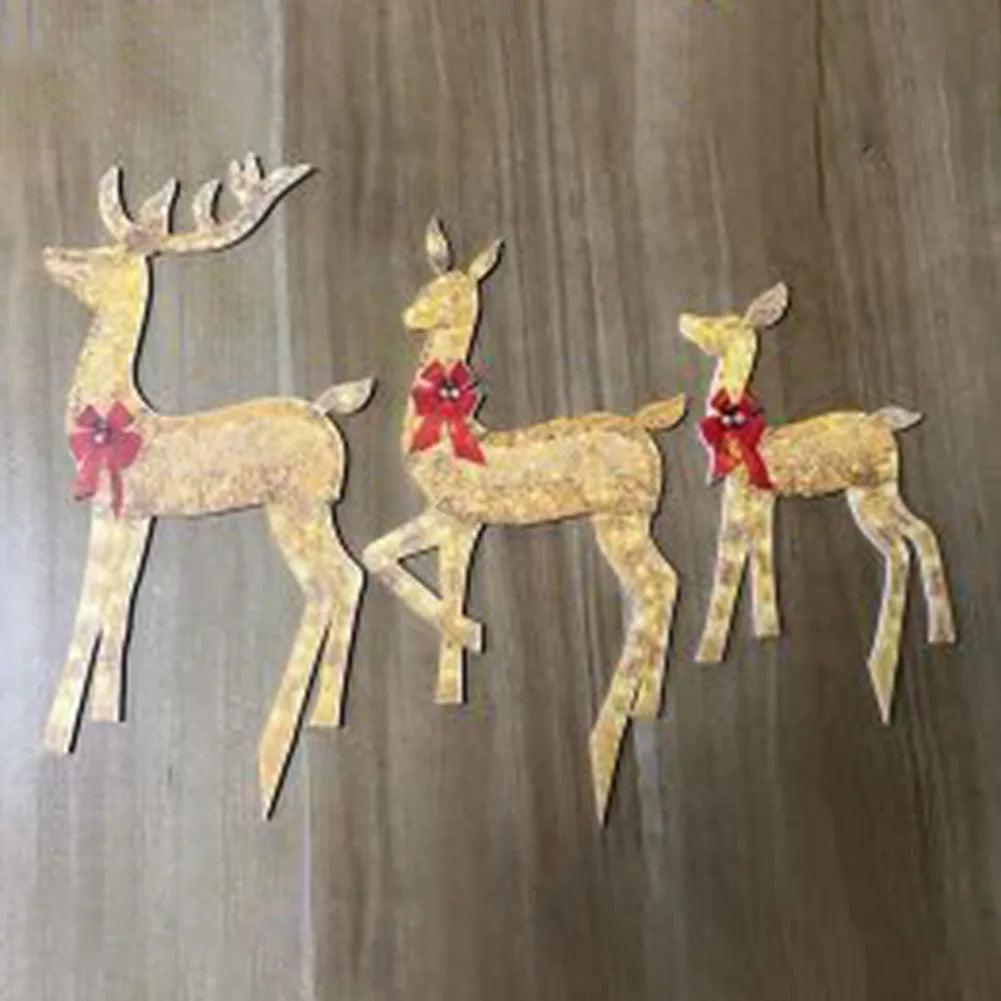 Christmas Lights Reindeer Decorations Illuminated Deer With Red Bows Holiday Home Garden Decorations Supplies Novelty Waterproof