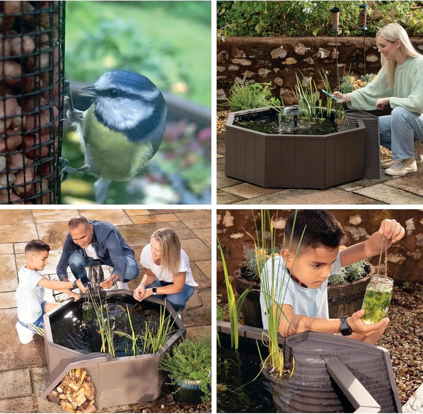 Nature Pool, Complete Water Feature Kit, Attract Birds and Wildlife to Your Yard, Includes Pond Structure, Liner, Fountain