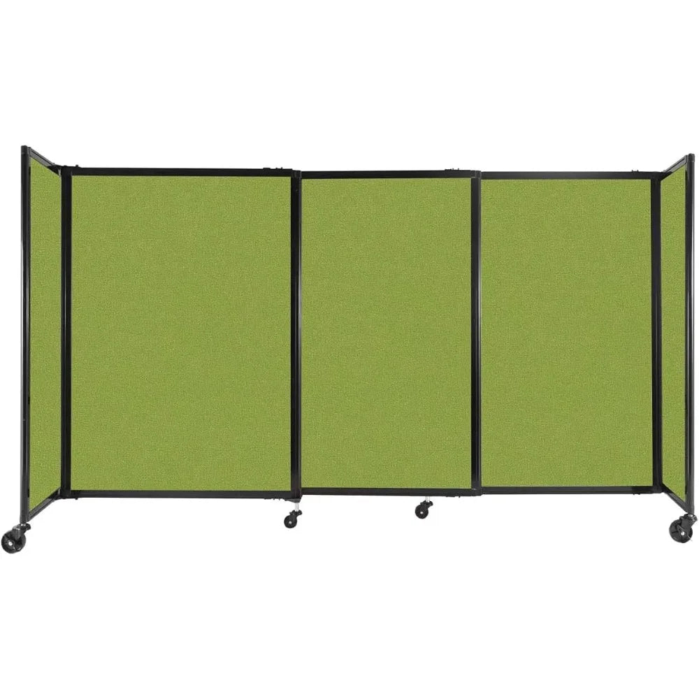 Sliding Portable Wall Partition | Freestanding Office Dividers | Locking Wheels,7'2'' Wide X 4' Tall Lime Green Fabric Panels