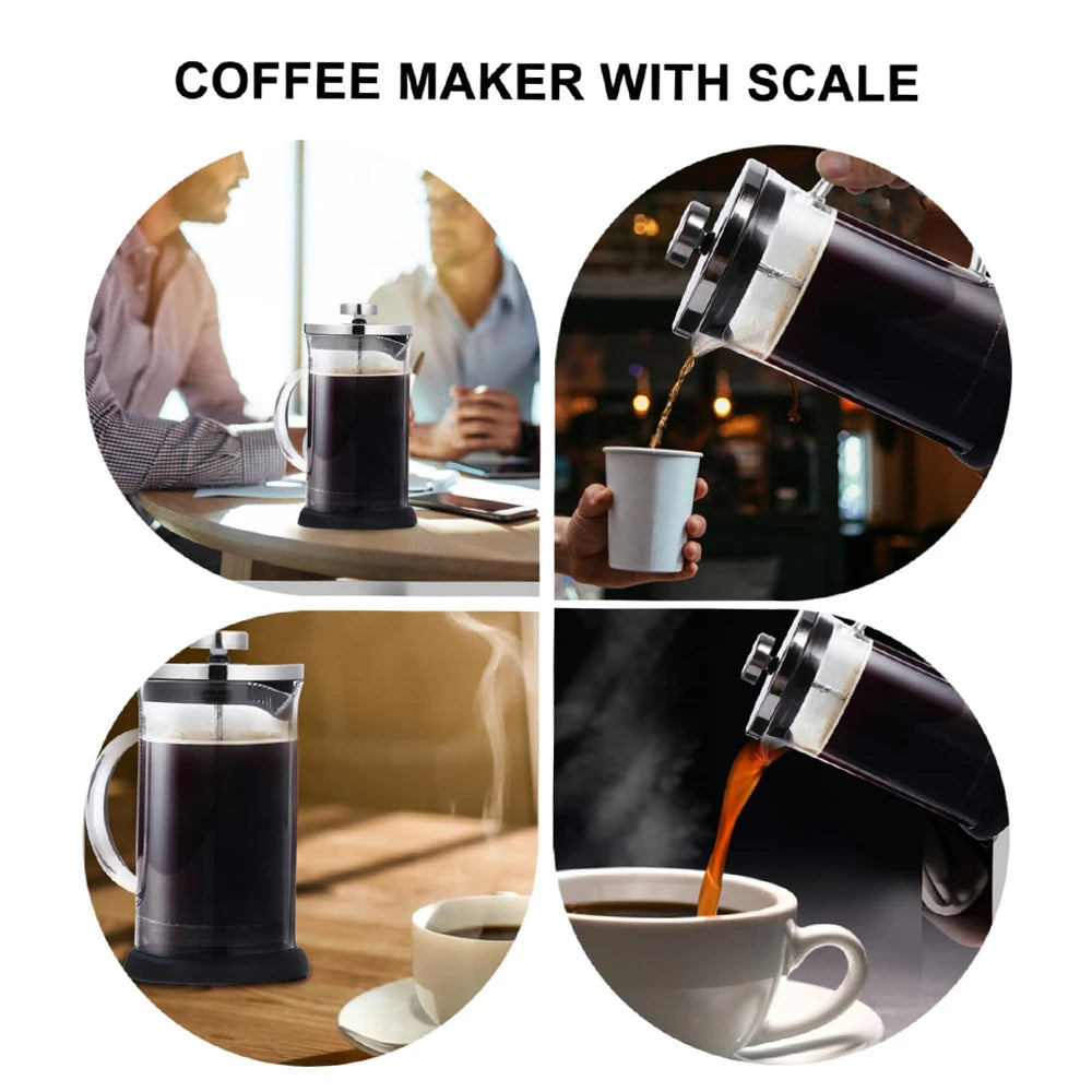 350/600/800ML French Press Pot with Filter Heat Resistant Borosilicate Glass Coffee Maker Cold Brew Tea Milk Foam Frother 1000ML