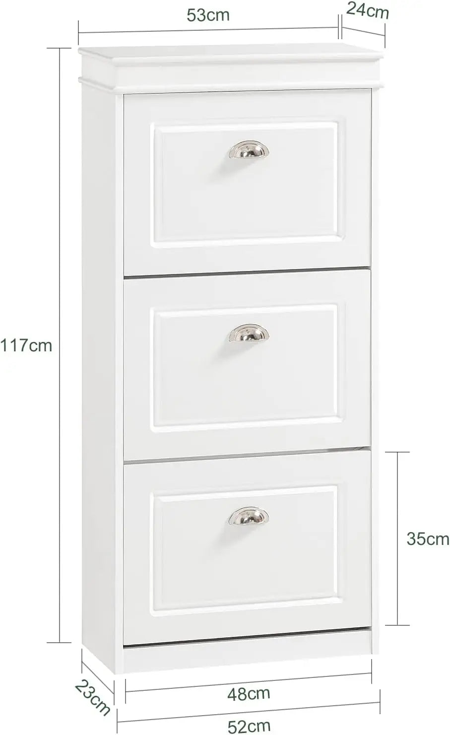 White Shoe Cabinet with 3 Flip Drawers, Freestanding Shoe Rack, Shoe Rack with Hidden Drawer(9.45" D x 20.87" W x 46" H)