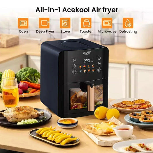 1500W Air Fryer 6L Kitchen Oven Digital Visible Healthy Frying Cooker Oil Free