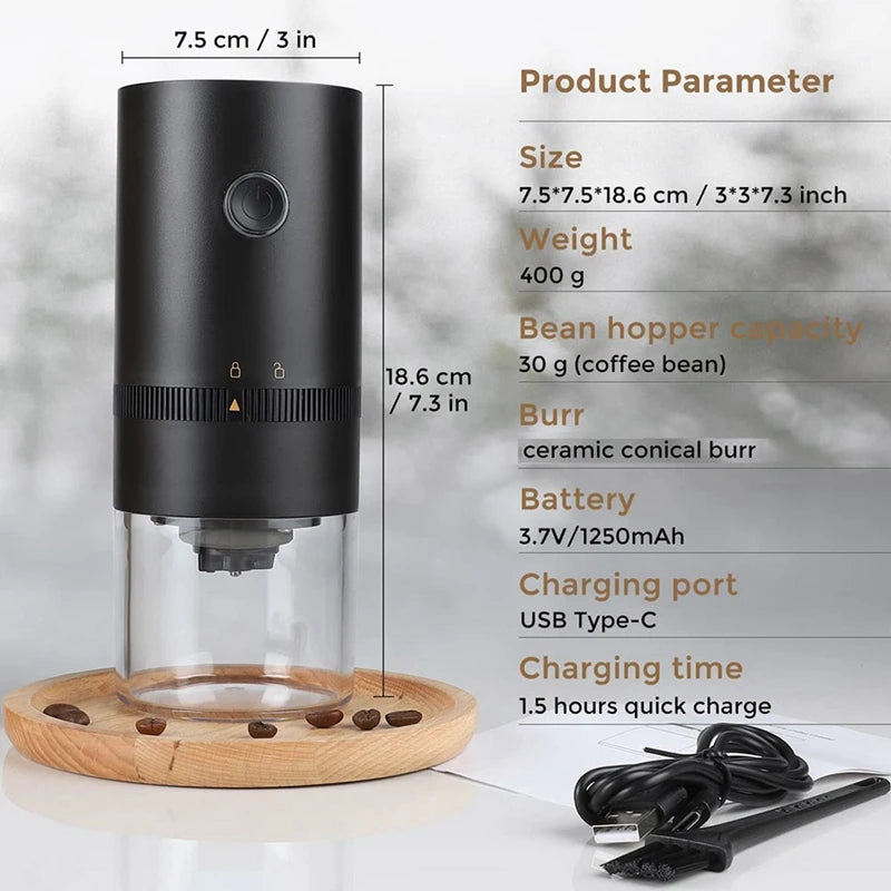 Portable Electric Burr Coffee Grinder,USB Rechargeable Burr Coffee Bean Grinder For Espresso Drip Pour Over French Press