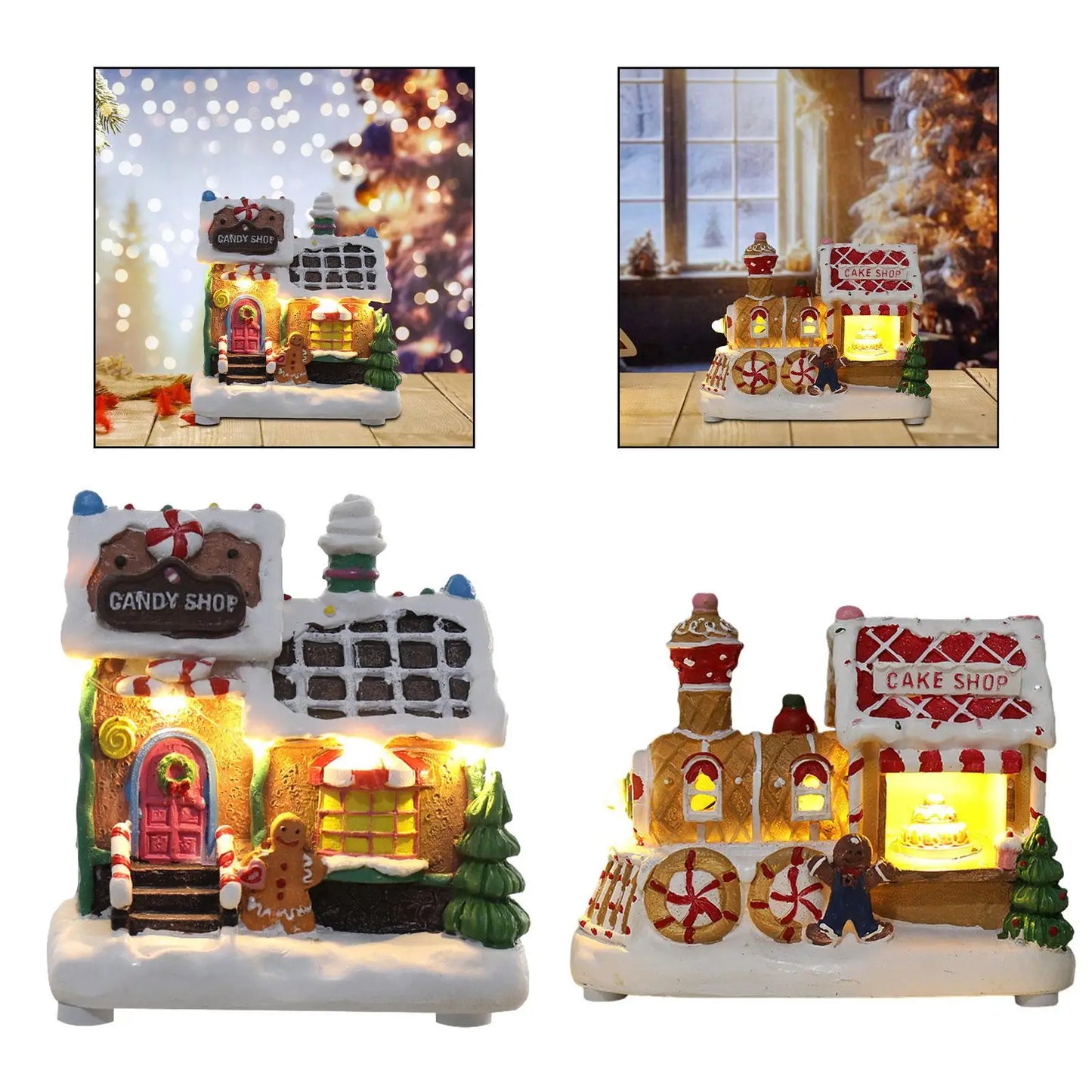 Lighted up Christmas Village House Xmas Decoration Christmas Scene House