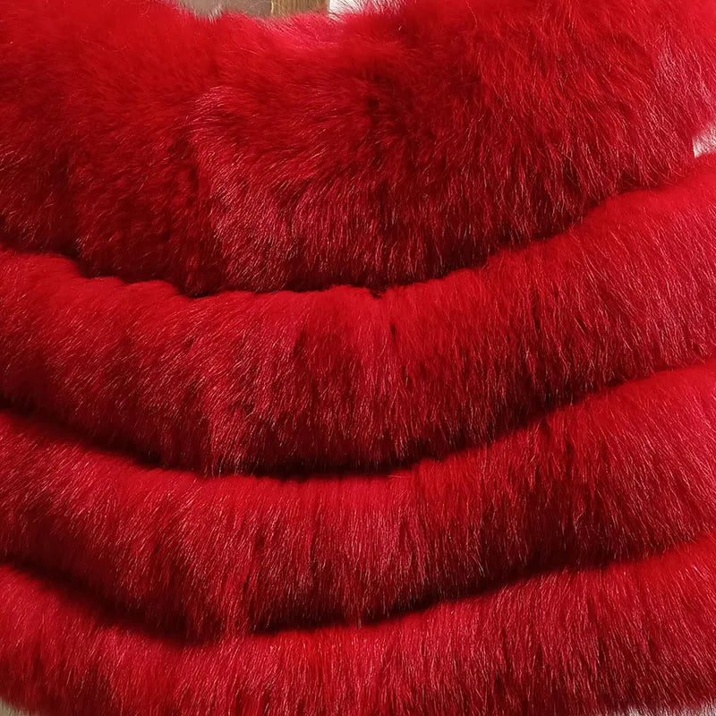 2023 Winter Real Fox Fur Shawl For Wedding Thick Warm Women Genuine Fox Fur Wrap