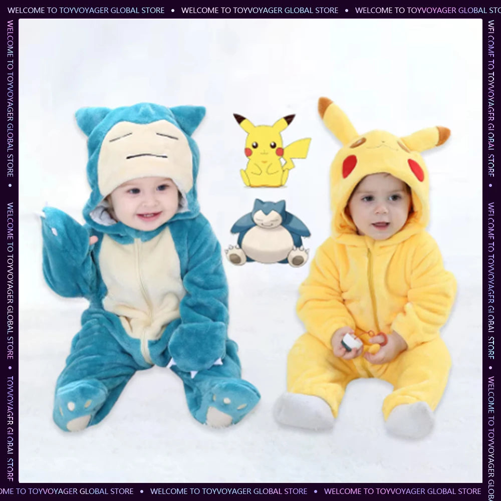 Pokemon Pikachu Pajama Costume 0-3 Y Baby Snorlax Onesie Stitch Anime Cosplay Cute Pajama Onesie Christmas Clothes Boy Girl Gift