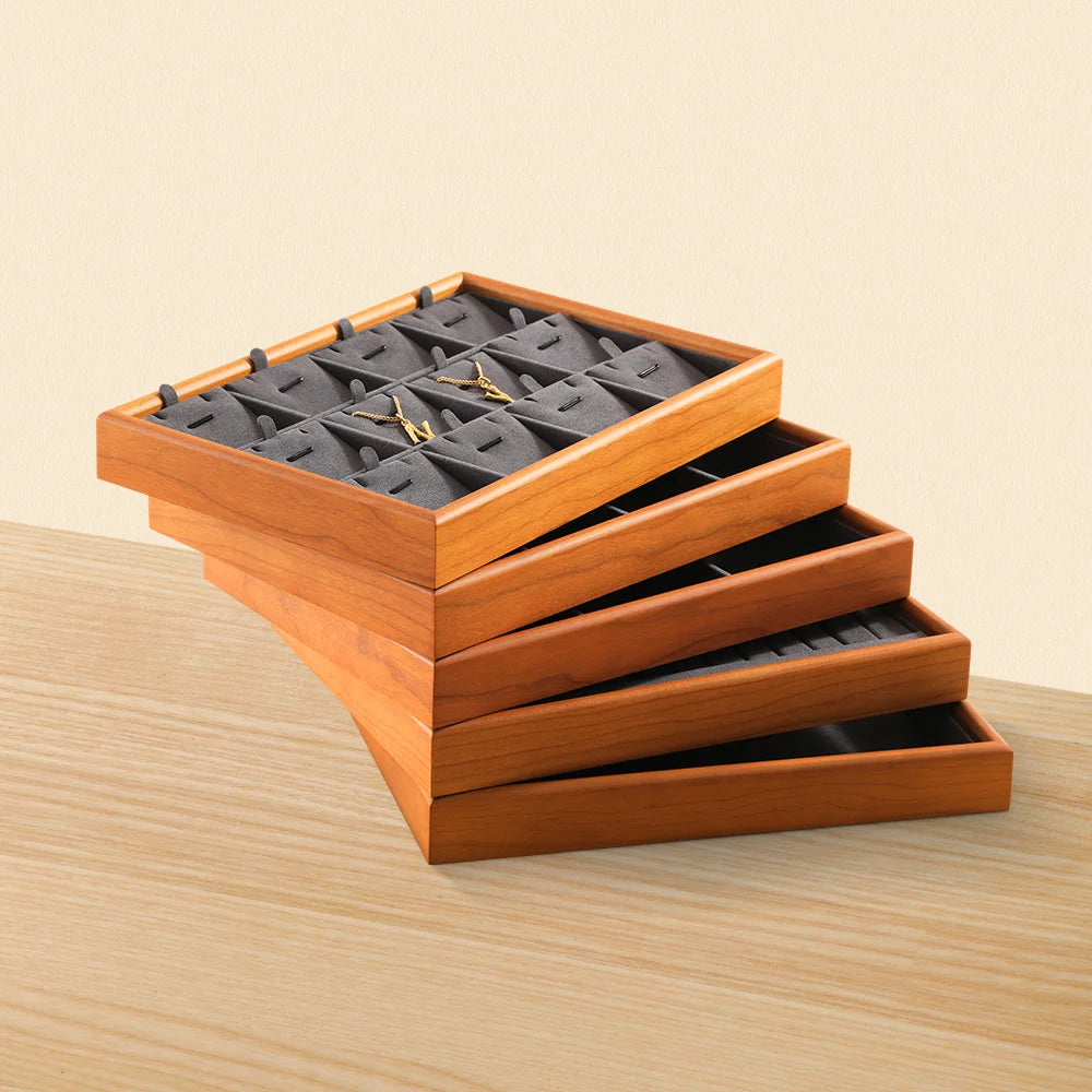 YinBeiNi Ring Bracelet Necklace Display Tray Wooden Jewelry Storage Organizer Pendant Chain Accerssories Display Pallet P068