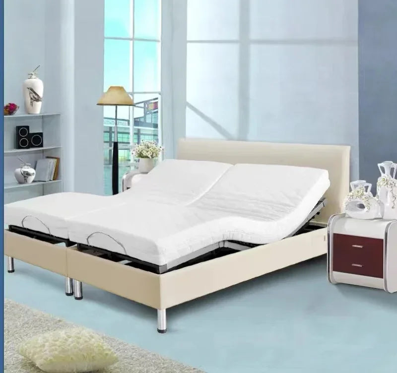 Folded Frame with Head Board, Massage, Zero Gravity, USB Charging Split King Bed Adjustable Bed