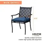 4 Piece Outdoor Patio Metal Wrought Iron Dining Chair Set with Arms and Seat Cushions - Blue