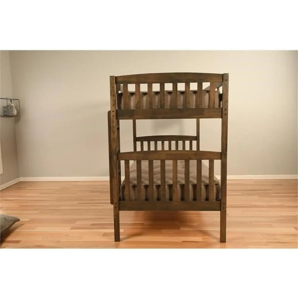 Bunk Bed, in Wood in Brown - Easy Assembly,No Necesita Somier,Wood Bunk Bed Frame