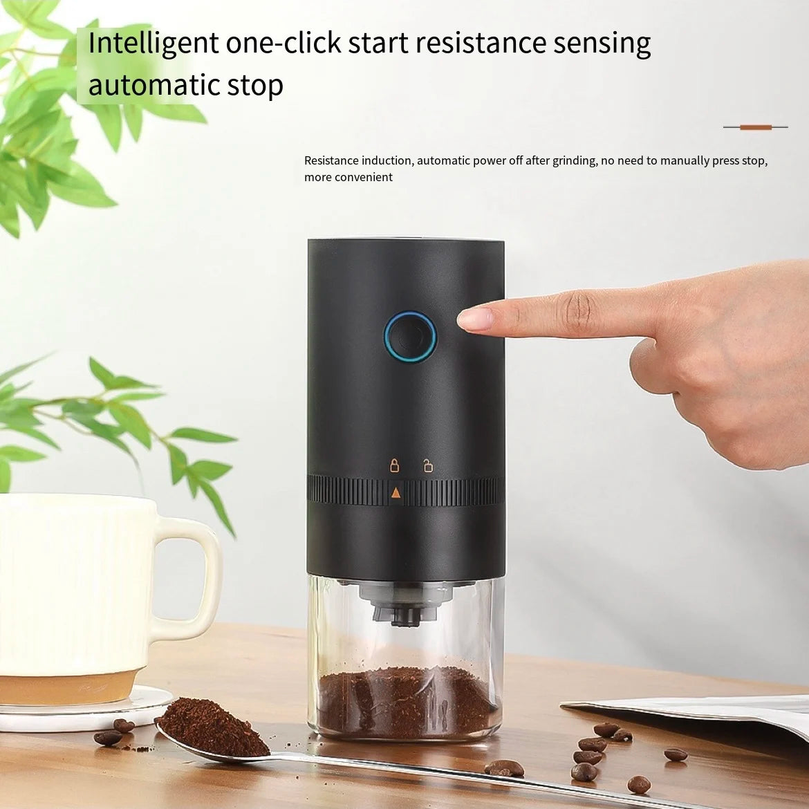 Portable Electric Coffee Mill, USB Charging, Small Coffee Machine