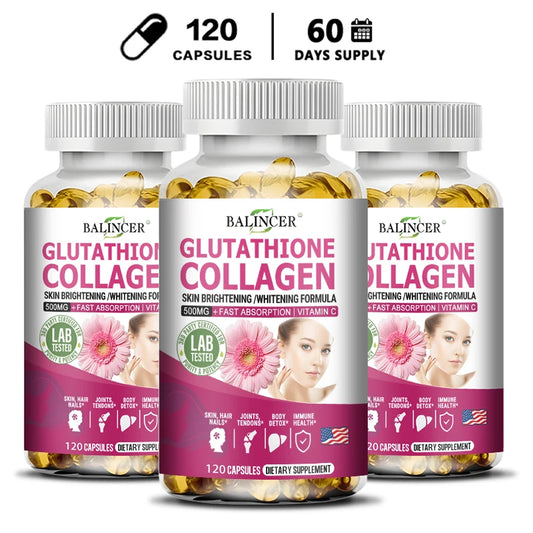 Glutathione Collagen - Whitening and Brightening, Support Skin, Hair and Nail Health, Promote Detoxification and Immune Health