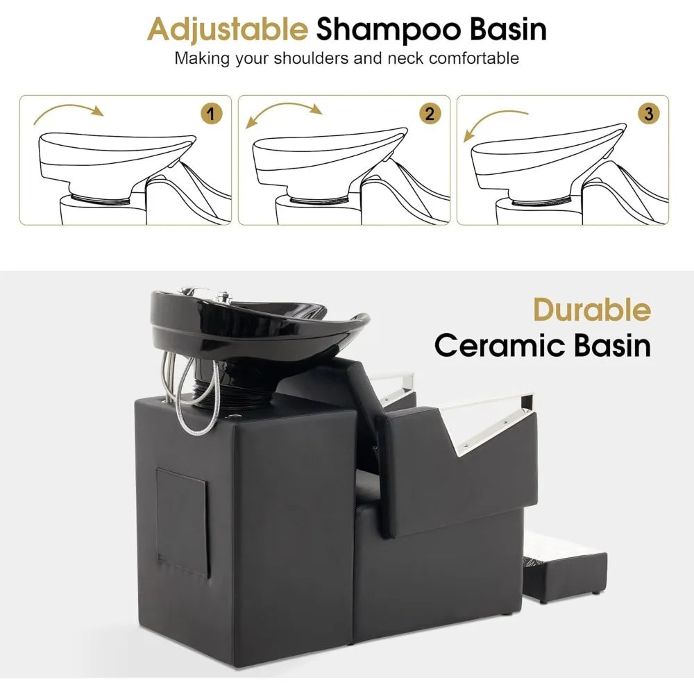 Shampoo Station Chairs,Ceramic Shampoo Bowl Sink Chair Station for Spa Beauty Salon ,Shampoo Chairs