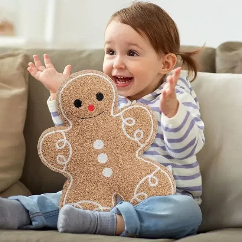 43cm Christmas Gingerbread Plush Pillow Cushion,Biscuit Man Doll Christmas Plush Stuffed Pillow Gingerbread Man Home Decor Gift