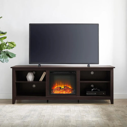 Wren Classic 4 Cubby Fireplace TV Stand for TVs up to 80 Inches, 70 Inch, EspressoTop surface supports up to 150 Ibs.