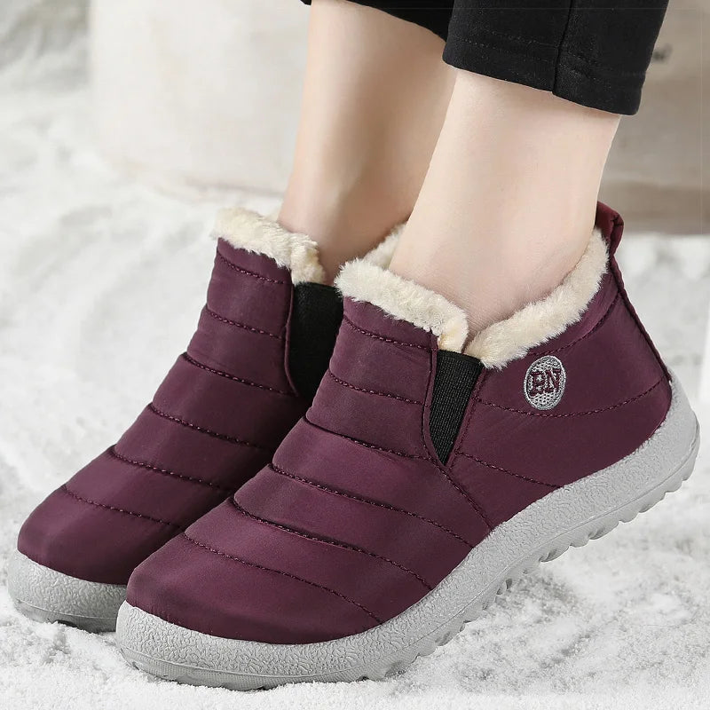 Women's Winter Boots Lightweight Fur Boots For Women Ankle Winter Shoes Women Snow Boots Waterproof Winter Footwear Female Black