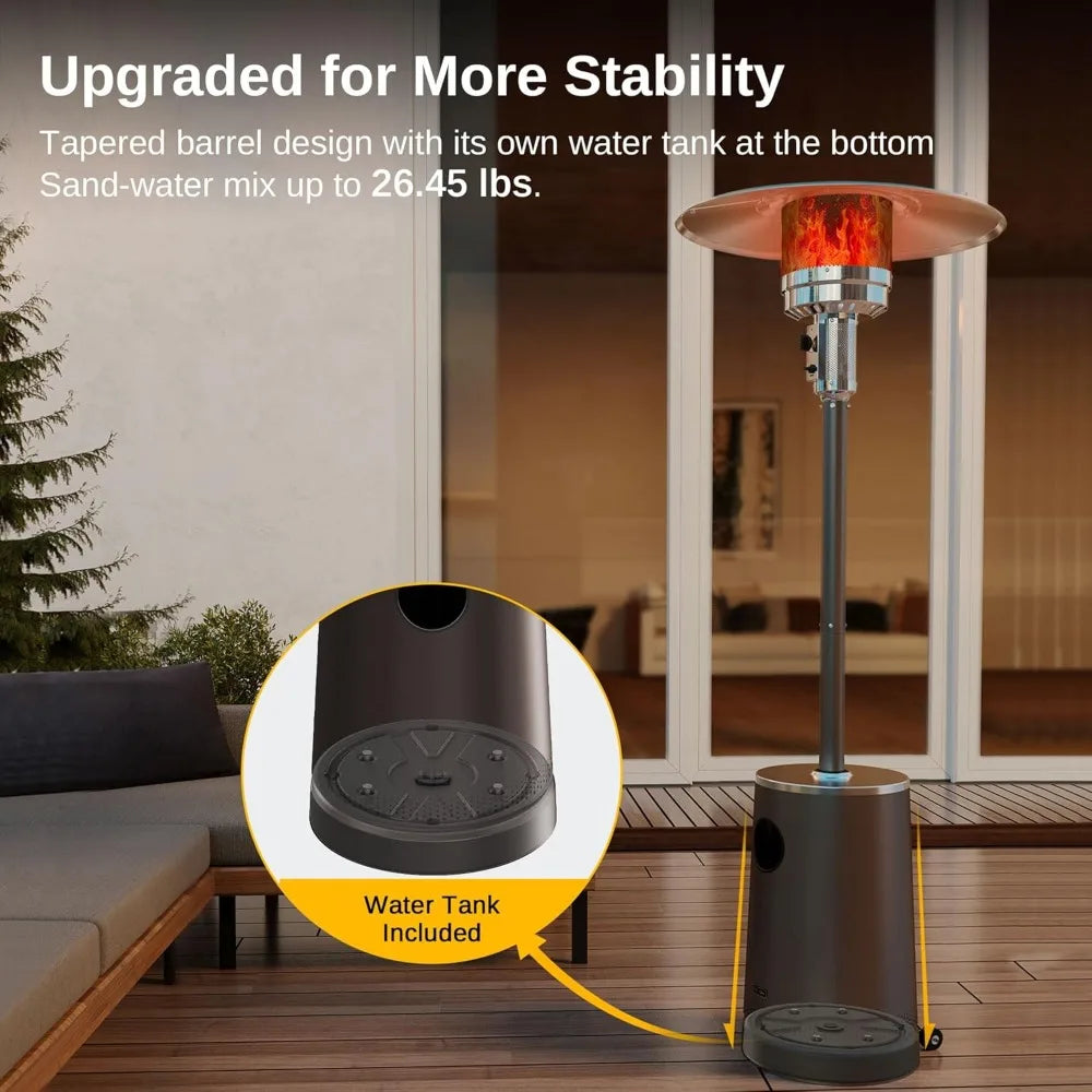 50,000 BTU Patio Heater with Sand Box, Table Design,Double-Layer Stainless Steel Burner,Wheels,Triple Protection System,Pinecone