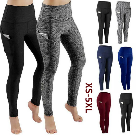 Fashion Women's High Waist Skinny Fitness Exercise Leggings with Pockets Gym Sport Workout Running Pant Comfy Yoga Trousers