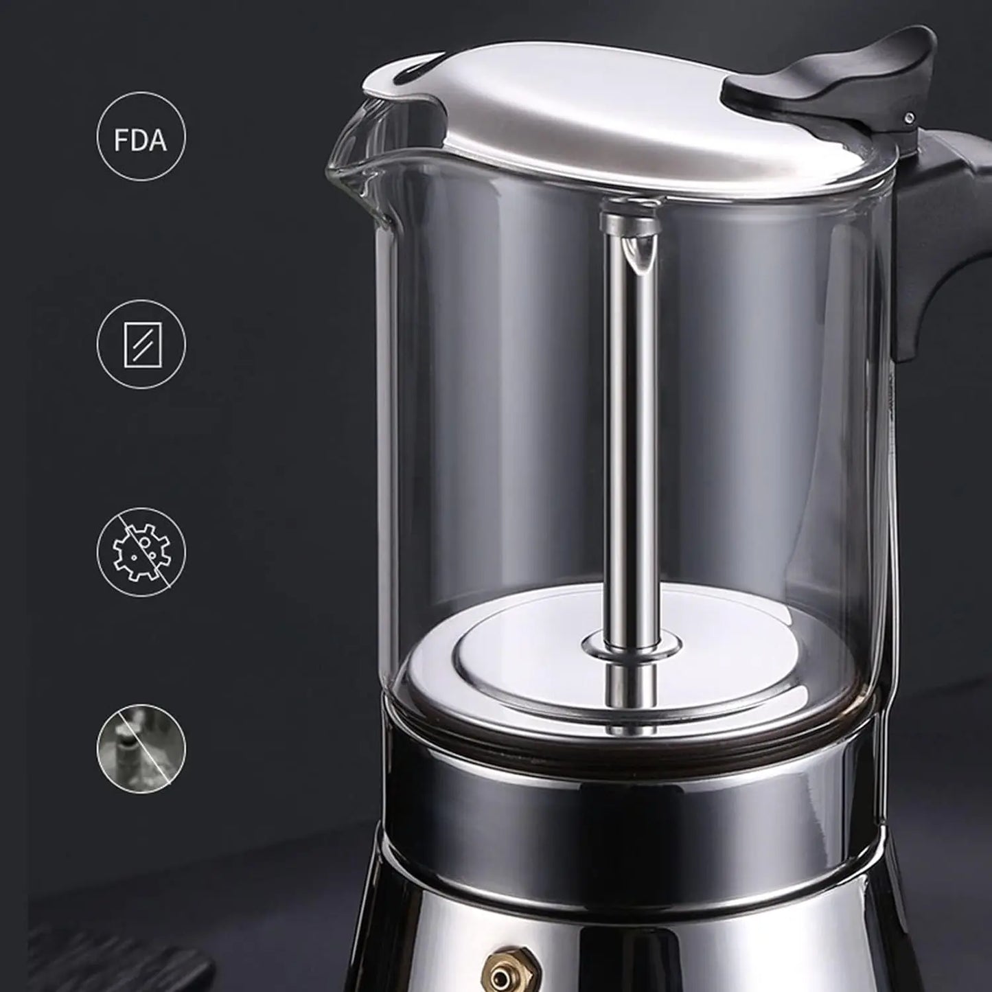 Glass Moka Pots Washable Stovetop Espresso Coffee Maker Stainless Steel Classic Italian Mocha Pot Portable Cafe Camp 200ML