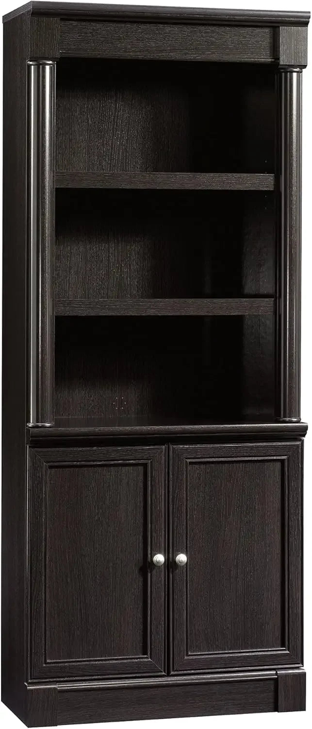 Sauder Palladia Book Shelf, Bookshelf with Storage, Library Bookcase with Doors and Adjustable Shelves, in Glacier Oak Finish