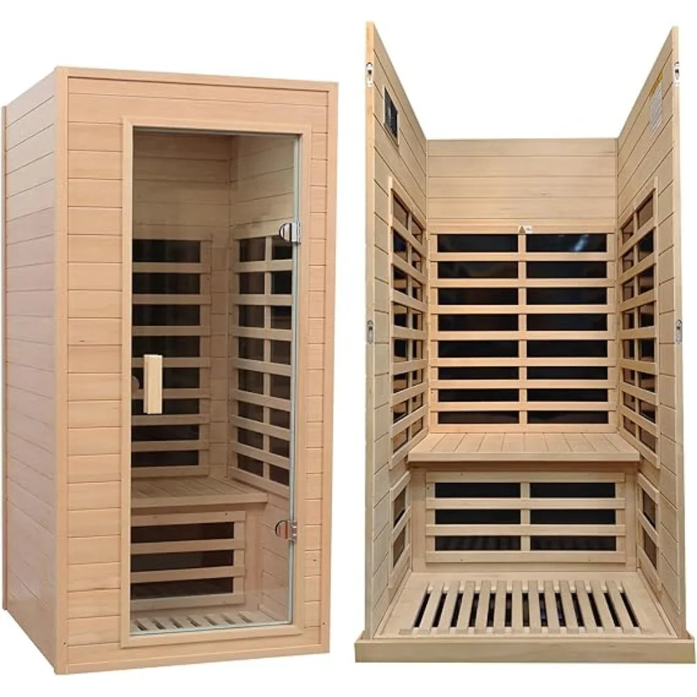 Sauna Room,de Infrarrojos Lejanos De Madera Hemlock,1200 Vatios, Infrarrojo Lejano EMF Bajo Con Bluetooth, LCD,sauna Casera