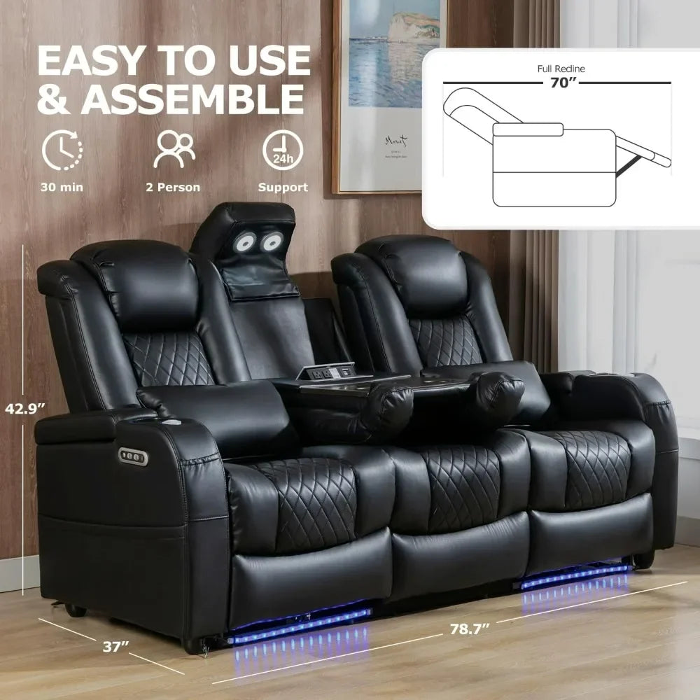 Reclining Sofas, Touch Reading Lights, Lumbar Pillow, Tray Table, Center Drop Down Console, Movie Theater Recliner Sofas