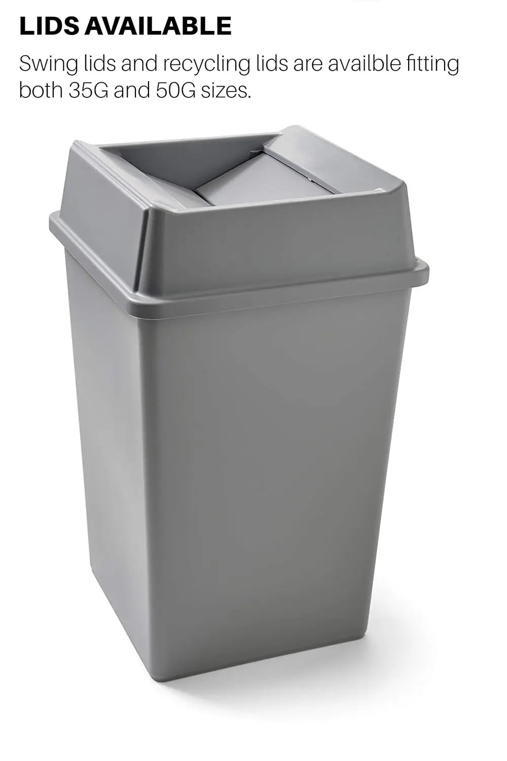 Commercial Products 35-Gallon Untouchable Square Trash/Garbage Can for Offices/Stores/Restaurants, Beige