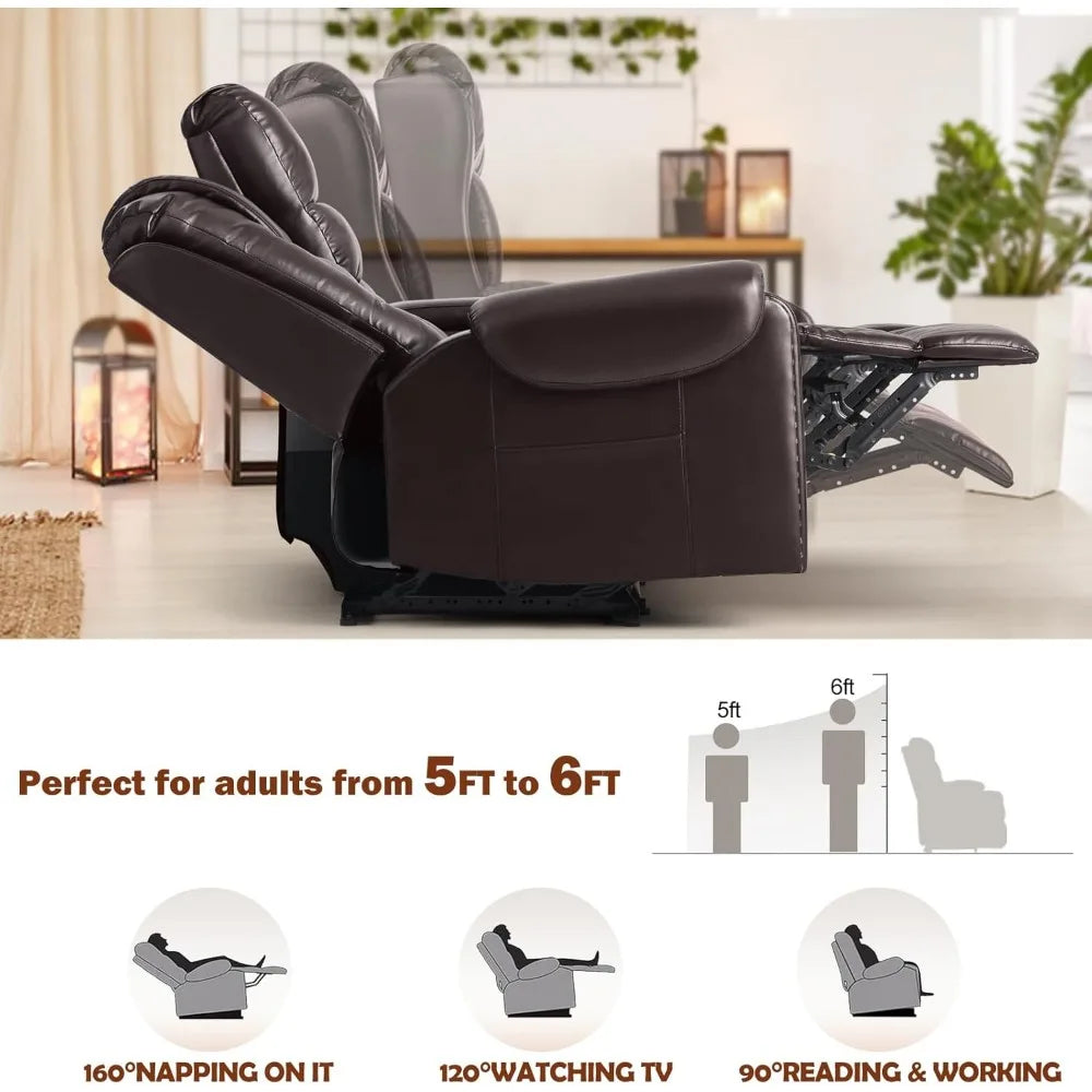 Large Massage Recliner Loveseat with Lumbar Heating, PU Leather Reclining Sofa Chairs, Ergonomic Living RoomChairs with Recliner