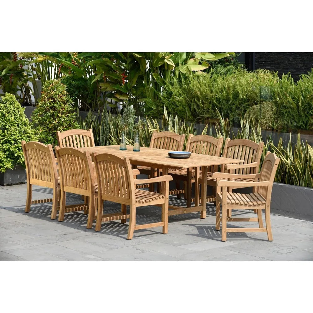 9-Piece Outdoor Dining Table Set, | Certified Teak | Ideal for Patio and Indoors, Patio Table and Chairs Set