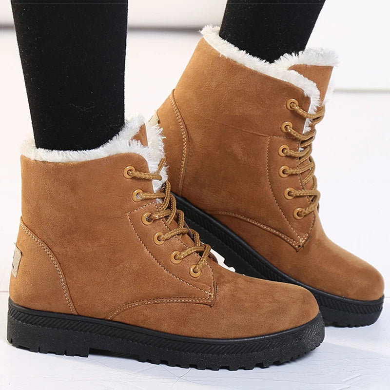 Women's Winter Boots Low Heels Women Boots With Fur Warm Winter Shoes Women Snow Boots Ankle Botas Mujer Winter Footwear Female