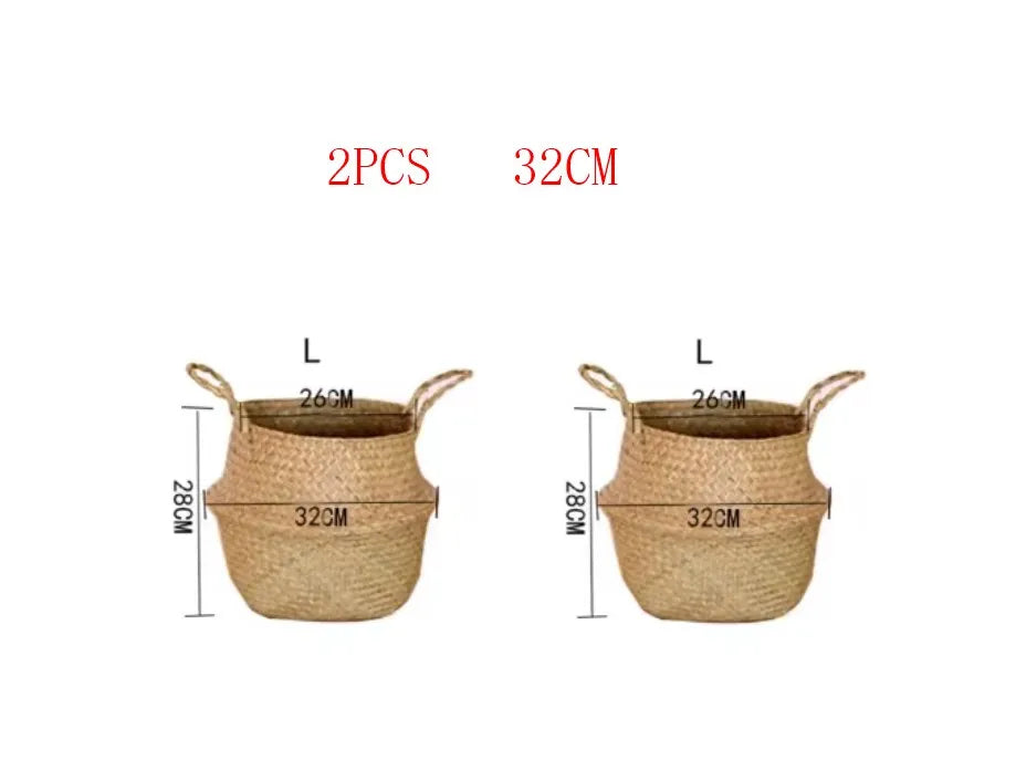 Seaweed Wicker Basket Rattan Hanging Flowerpot  Dirty Clothes    Storage    WF1015