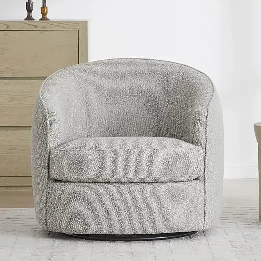 Swivel Barrel Chair, Modern Comfy Boucle Accent Chair for Living Room,  Sunlight Reading Lounge Cream，Living Room Chairs