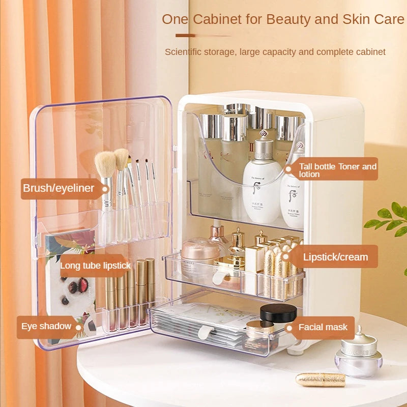 Ins Style Desktop Jewelry Box Home Transparent Skin Care Product Storage Cabinet Dust-proof Drawer Cosmetic Storage Box