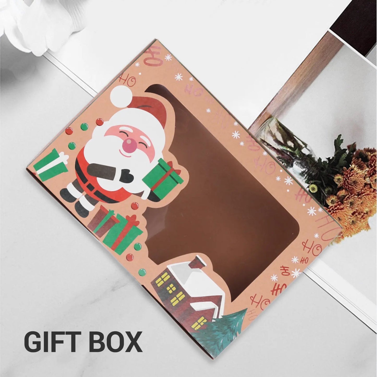 12Pcs Kraft Paper Portable Box Favor Holders Goody Candy Box Cookie Boxes for Christmas