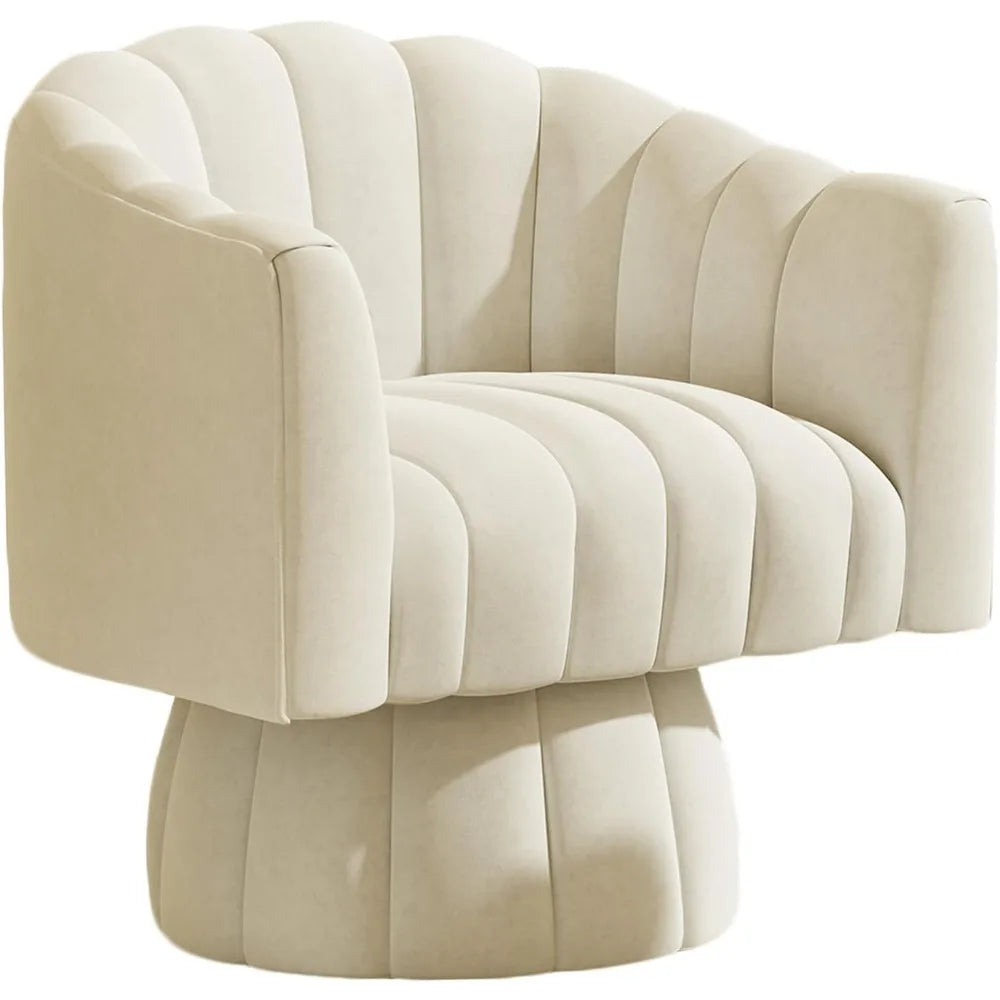 360 Degree Swivel Chair,Modern Lounge Sofa Round Barrel Chair,Fluffy Velvet Fabric Chairs for Home Sofa Living Room