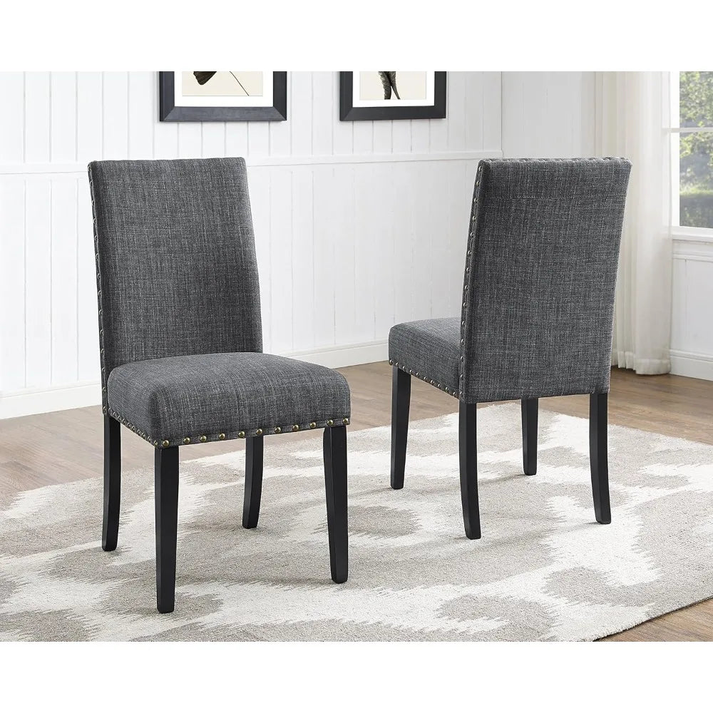 Dinning Chairs Dining Table Collection Biony Espresso Wood Dining Set With Gray Fabric Nailhead Chairs Chair Chair for Desk Room