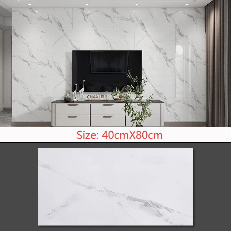 Self Adhesive Marble Wallpaper Waterproof Floor Sticker Bathroom Living Room TV Background Renovation  Wall Ground Decor