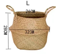 Seaweed Wicker Basket Rattan Hanging Flowerpot  Dirty Clothes    Storage    WF1015