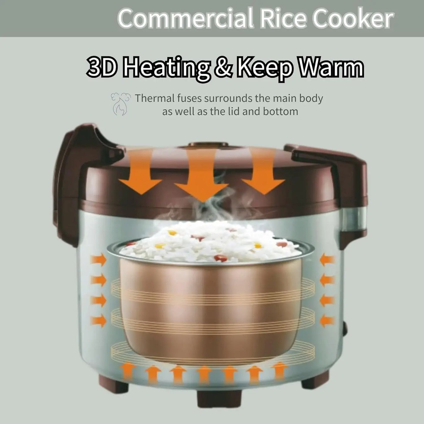 Commercial rice cooker 90 cups cooked / 50 cups uncooked rice Commercial Rice Warmer for 45-50 people, with One-Touch Operation